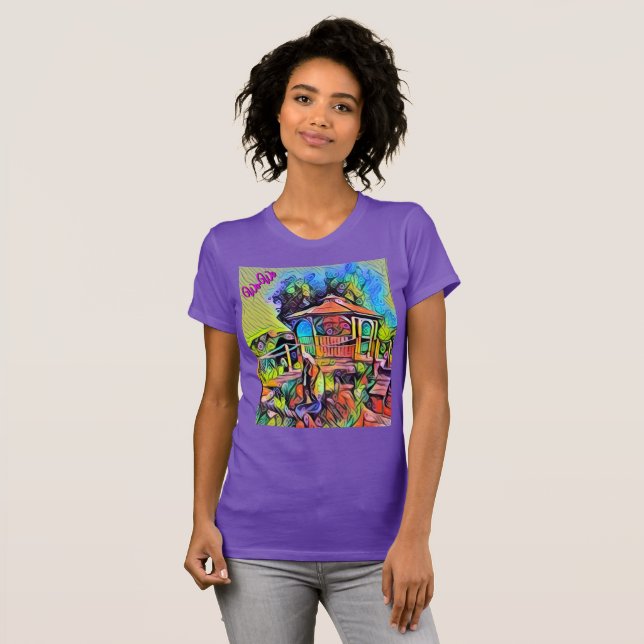 Camiseta Colección de arte Wa-Wo Wave NFT - FLYING GAZEBO 3 (Anverso completo)