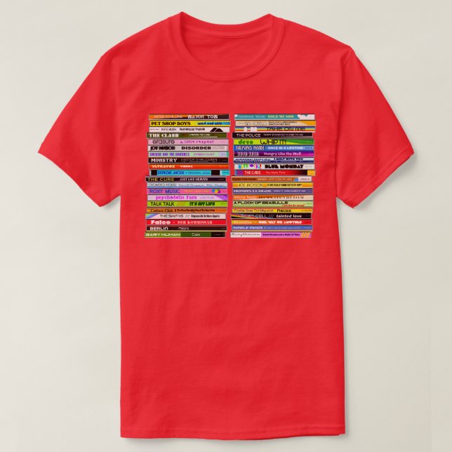Camiseta Colección de CD retro de New Wave Singles de los a (Diseño del anverso)