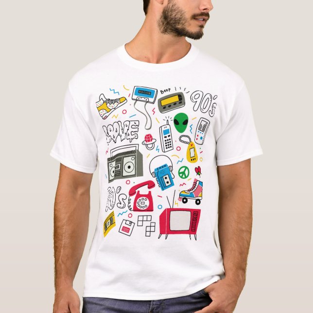 Camiseta Colección de doodles de los años 90 de la época de (Anverso)