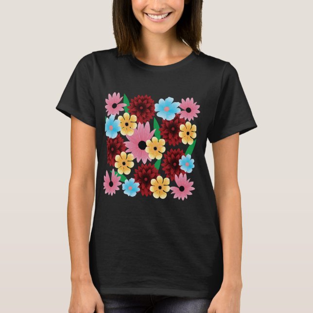 Camiseta Colección de flores coloridas (Anverso)