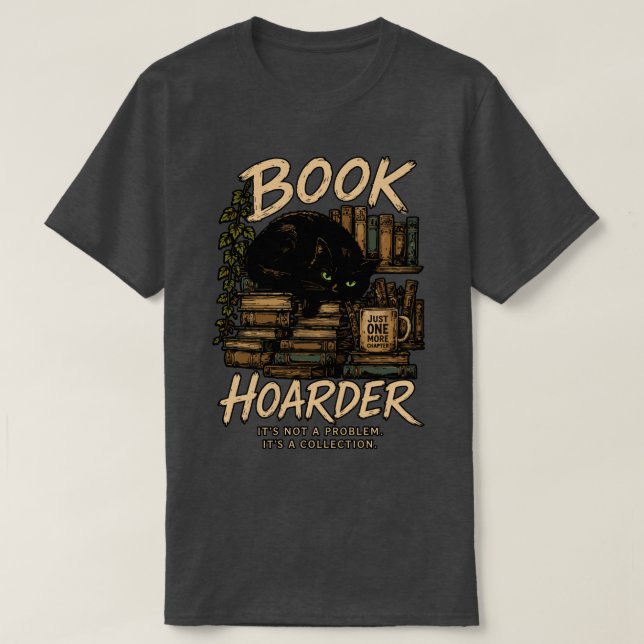 Camiseta Colección de Gatos Acaparadores de Libros (Diseño del anverso)