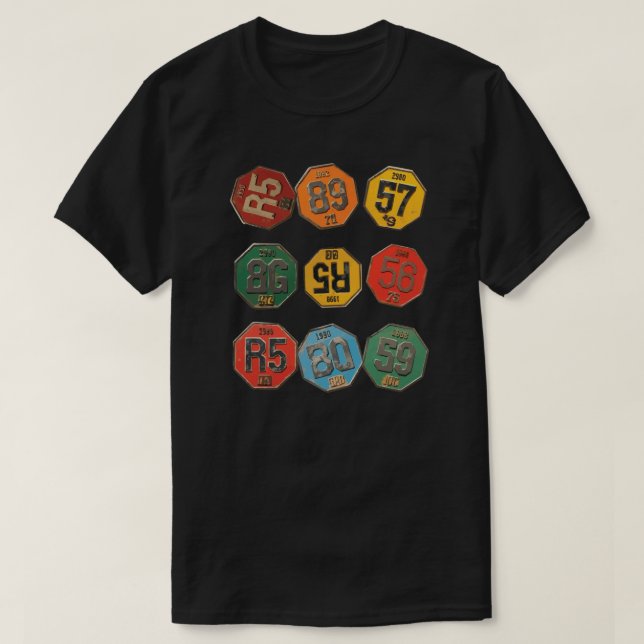 Camiseta Colección de Insignias de Números Retro (Diseño del anverso)