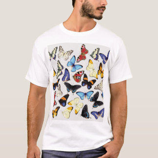 Camiseta Colección de mariposas vintage realista.