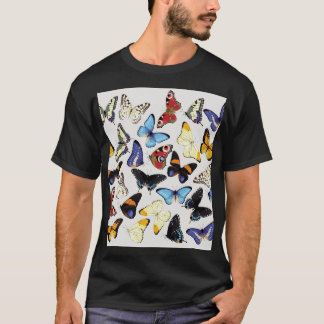 Camiseta Colección de mariposas vintage realista.