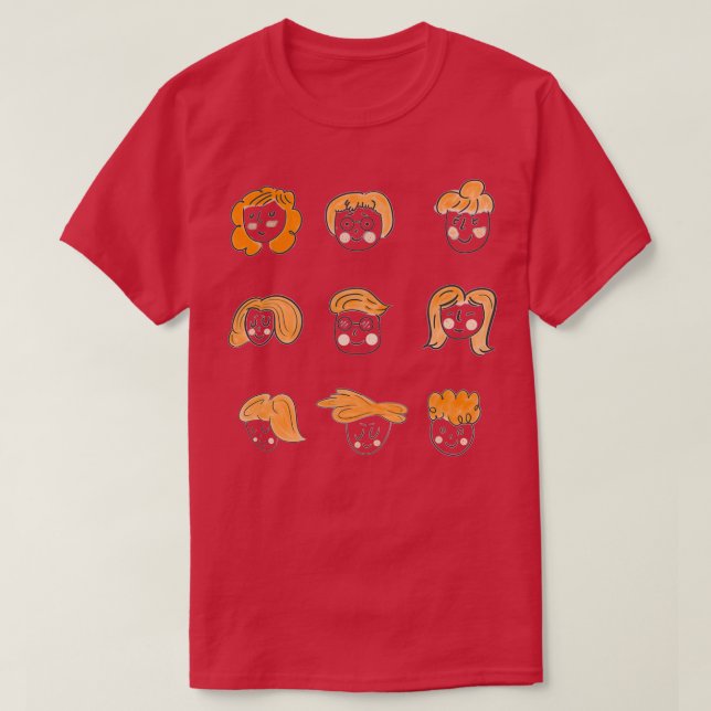 Camiseta Colección de mujeres pegatinas de cabello rojo (Diseño del anverso)