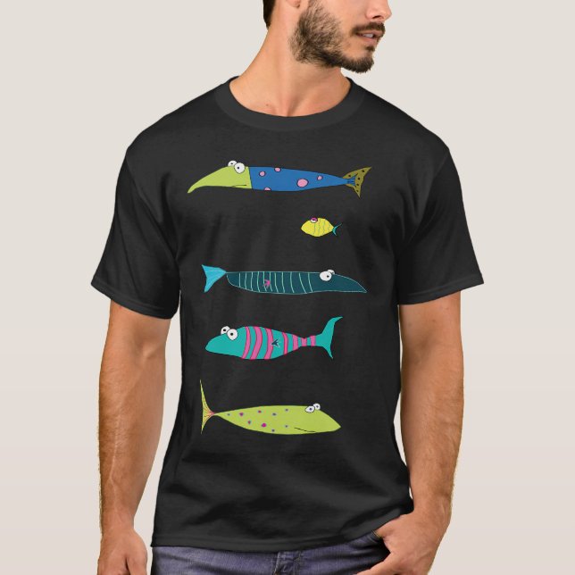 Camiseta colección de peces divertidos (Anverso)