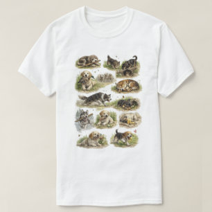 Camiseta Colección de Perros Dibujados a Mano Vintage   