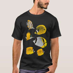 Camiseta Colección de Pez Mariposa Amarillo Tropical