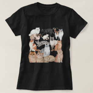 Camiseta Colección de Razas de Gatos al Acuarela Arte