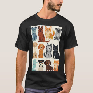 Camiseta Colección de razas de perros geométricas de mediad