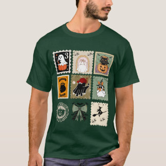 Camiseta Colección de sellos de animales de Halloween capri