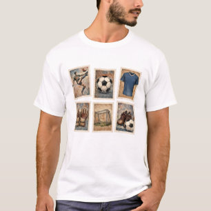 Camiseta Colección de Sellos de Fútbol Antiguo