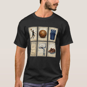 Camiseta Colección de Sellos Deportivos de Baloncesto Vinta