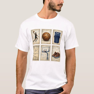 Camiseta Colección de Sellos Deportivos de Baloncesto Vinta