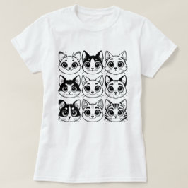 Camiseta colección de siluetas de gato