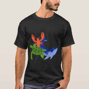 Camiseta Colección de Verano de Tortuga, Cangrejo y Ballena