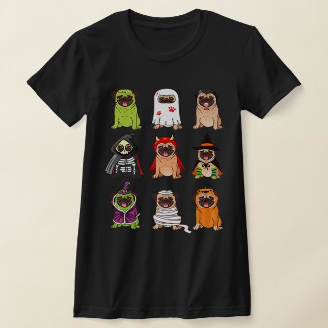 Camiseta Colección Pug Feliz Pugoween Halloween Espeluznant (Distribución)