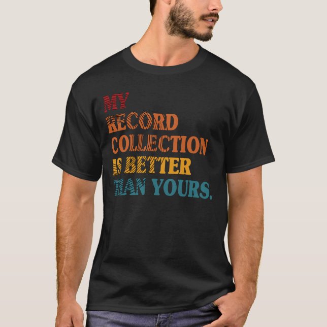 Camiseta Coleccionador de registros de vinilo retro LP escu (Anverso)