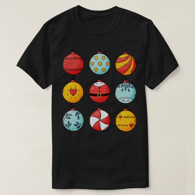 Camiseta Colecciones de ornamentos de bolas para navidades (Diseño del anverso)