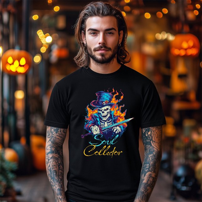 Camiseta Coleccionista Soul Skull Fire Flame Halloween (Soul Colloector Skull Fire Flame Halloween T-Shirt)