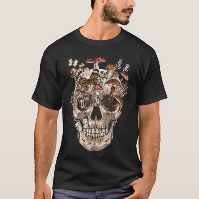 Camiseta Colector de champiñones con cráneo espeluznante (Anverso)