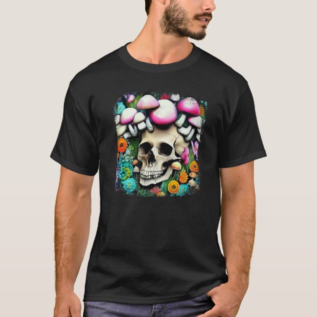 Camiseta Colector de hongos Skull Arte Gráfico Fotografía d (Anverso)