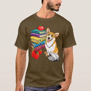 Camiseta Colegio De Gafas De Sol Corgi Dog Libros Primer Dí