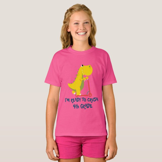 Camiseta Colegio de scooter de dinosaurio de 4º grado Fun (Anverso completo)