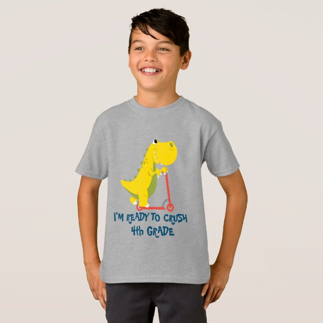 Camiseta Colegio de scooter de dinosaurio de 4º grado Fun (Anverso completo)