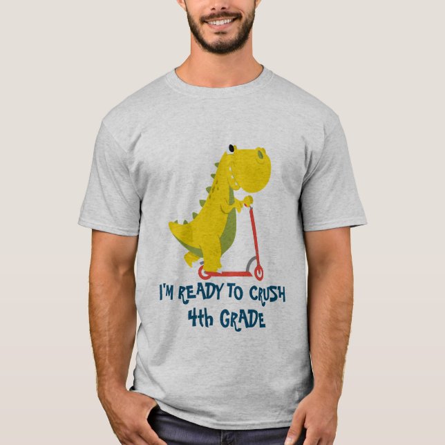 Camiseta Colegio de scooter de dinosaurio de 4º grado Fun (Anverso)
