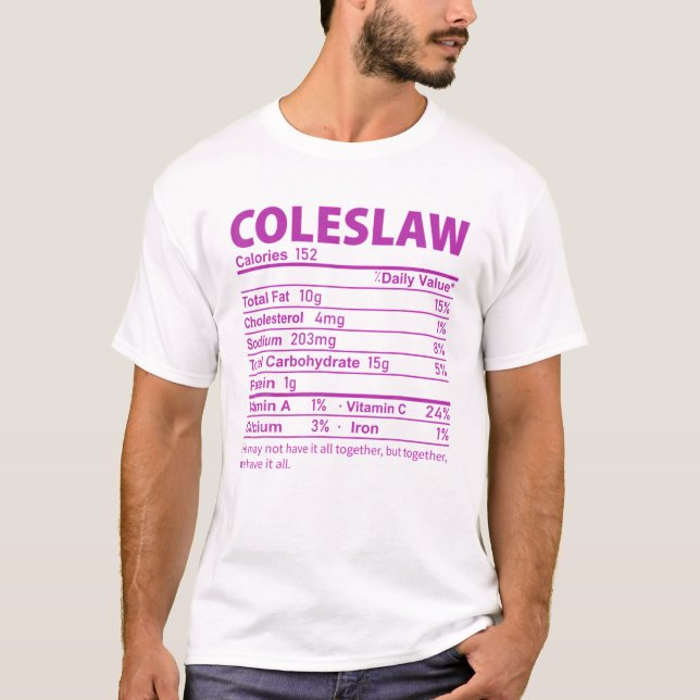 Camiseta Coleslaw Costume divertida nutrición de alimentos  (Anverso)