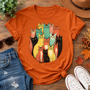 Camiseta Coletivo de Gatos Modernos de Mitad de Siglo