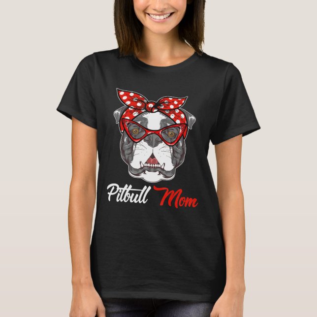 Camiseta Colgando Con La Mamá Pitbull Usa Bandana (Anverso)