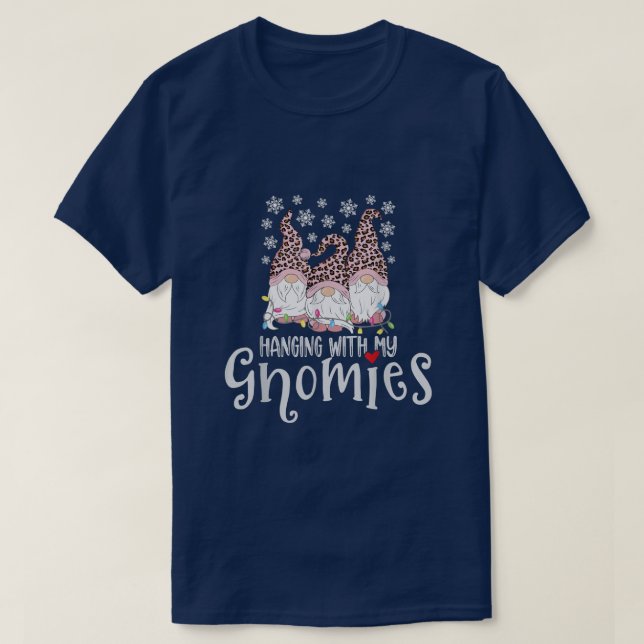 Camiseta Colgando con los gnomos Gnome Feliz Navidad Rosa L (Diseño del anverso)