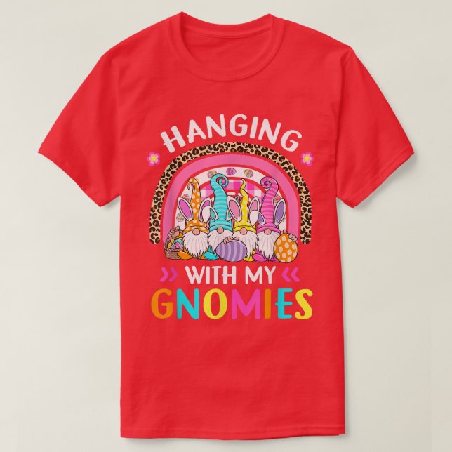 Camiseta Colgando Con Mis Gnomies Bunny Oars Egg Hunting Ra (Diseño del anverso)