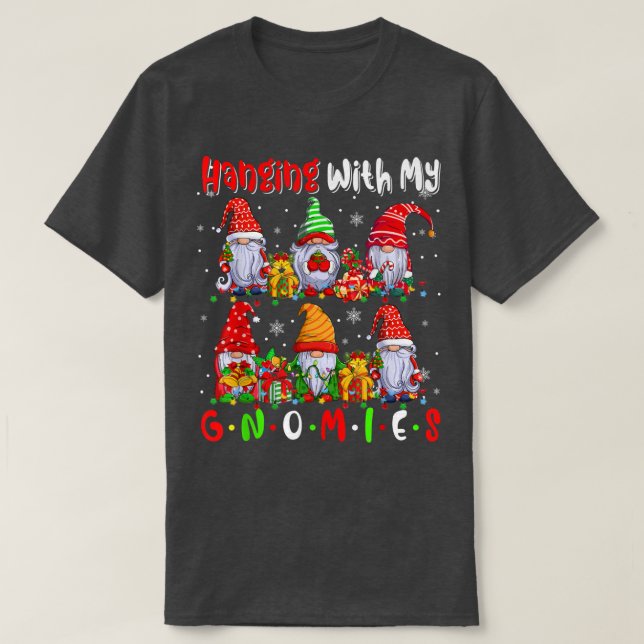 Camiseta Colgando Con Mis Gnomies Cute Si Gnomes Xmas Luces (Diseño del anverso)