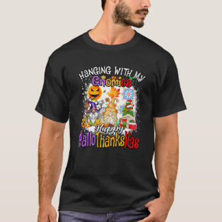 Camiseta Colgando con mis Gnomies Feliz Hallothanksmas Fami