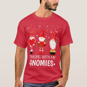 Camiseta Colgando Con Mis Gnomies Funny Gnome Navidades Mat