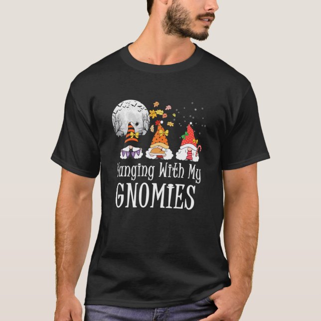 Camiseta Colgando Con Mis Gnomies Pajama, Pajamas Para Muje (Anverso)