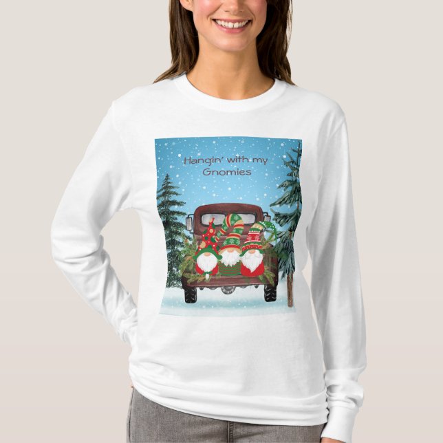 Camiseta Colgando con mis gnomos en un viejo camión (Anverso)