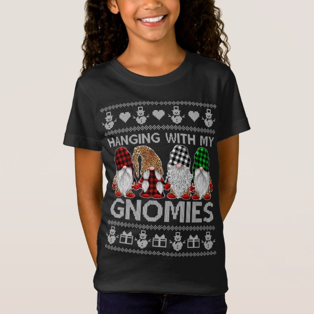 Camiseta Colgando con mis gnomos Navidades del gnomo americ (Anverso)