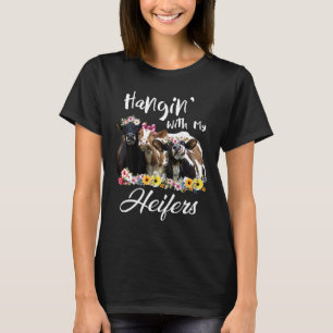 Camiseta Colgando Con Mis Novillas Mujeres Granjera Vaca Pr