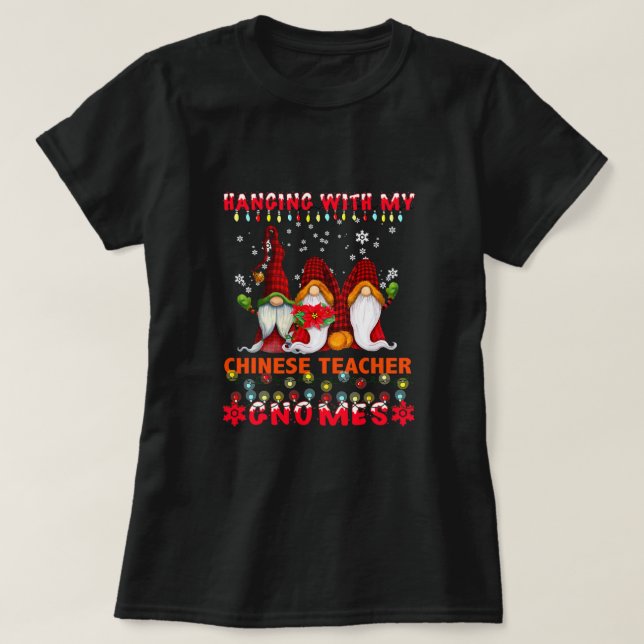Camiseta Colgar con mi profesor chino Gnomes Ugly Xmas M (Diseño del anverso)