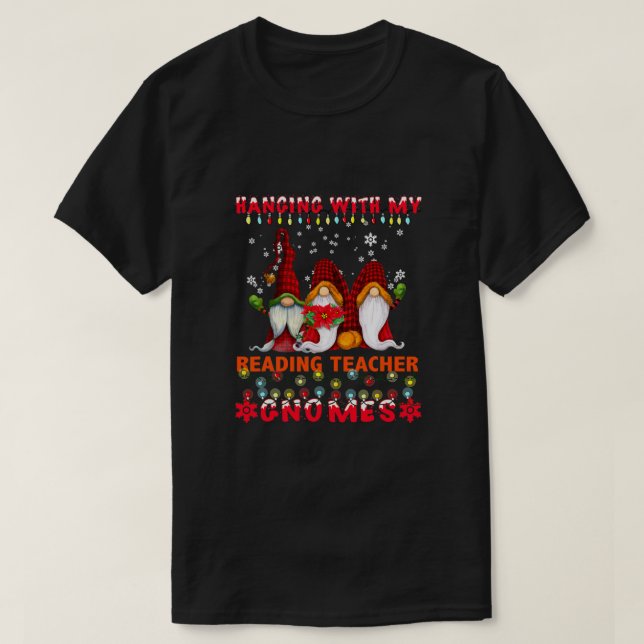 Camiseta Colgar con mi profesor de lectura Gnomes Ugly Xmas (Diseño del anverso)