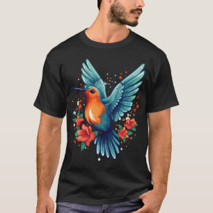Camiseta Colibrí Adorable Con Flores I