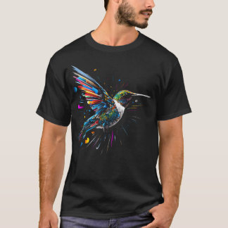 Camiseta Colibrí Arte Colorido Animal Polígono Pájaro