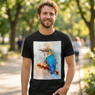 Camiseta Colibrí de Acuarela Vibrante Pájaro en una rama
