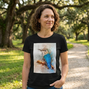 Camiseta Colibrí de Acuarela Vibrante Pájaro en una rama