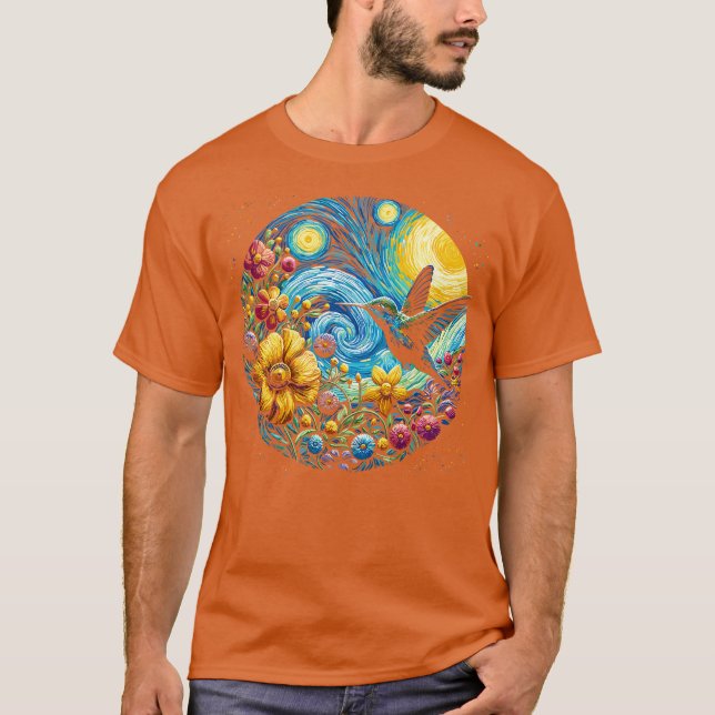 Camiseta colibrí de noche estrellada (Anverso)