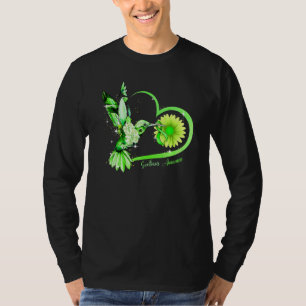 Camiseta Colibrí Girasol Corazón Listón Verde Escoliosis